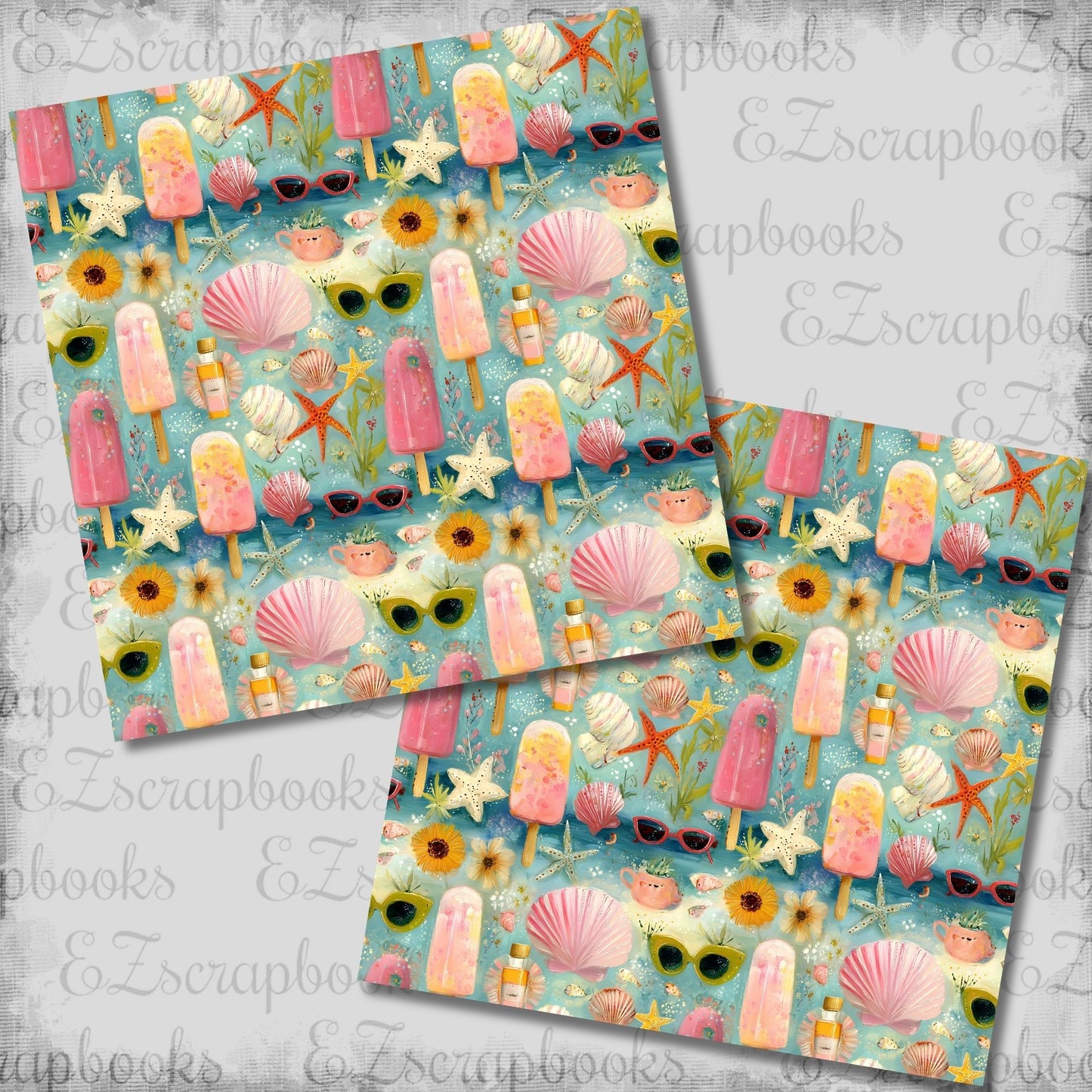 Beachy Pink Sweet Treats - 12x12 Scrapbook Papers - 26-245