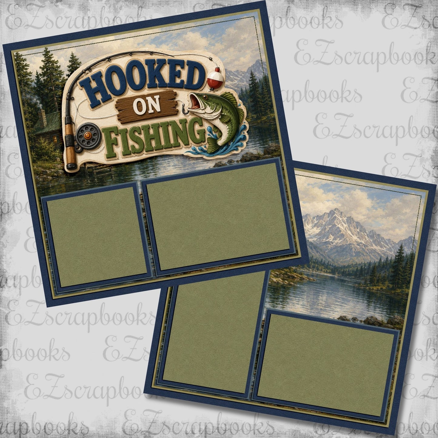 Hooked on Fishing - Scrapbook Layout - 26-254