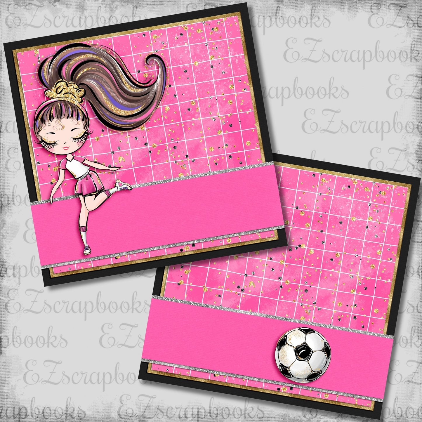 Soccer Girl Pink NPM - Scrapbook Layout - 26-277