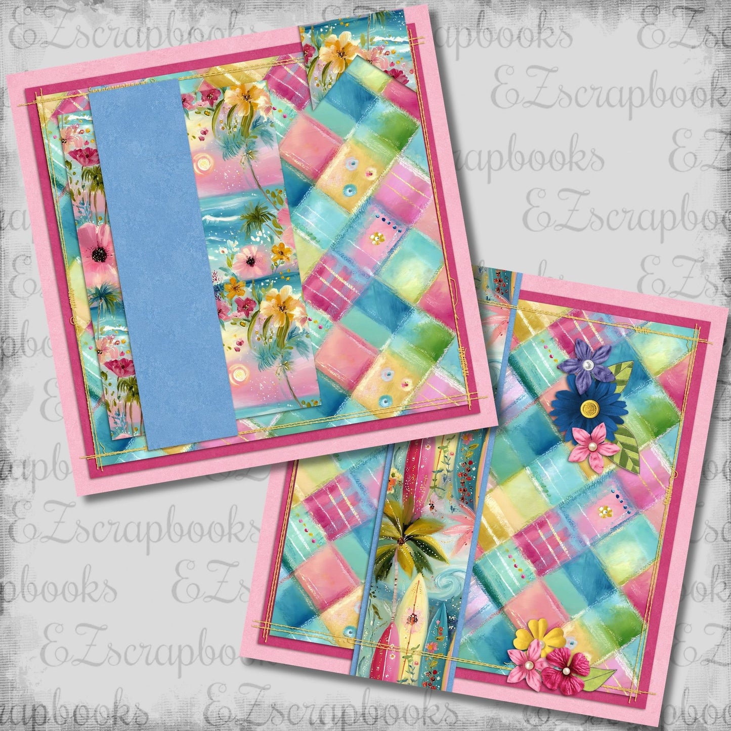 Beachy Pink A NPM - Scrapbook Layout - 26-235