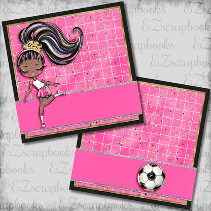 Soccer Girl Pink African American NPM - Scrapbook Layout - 26-279