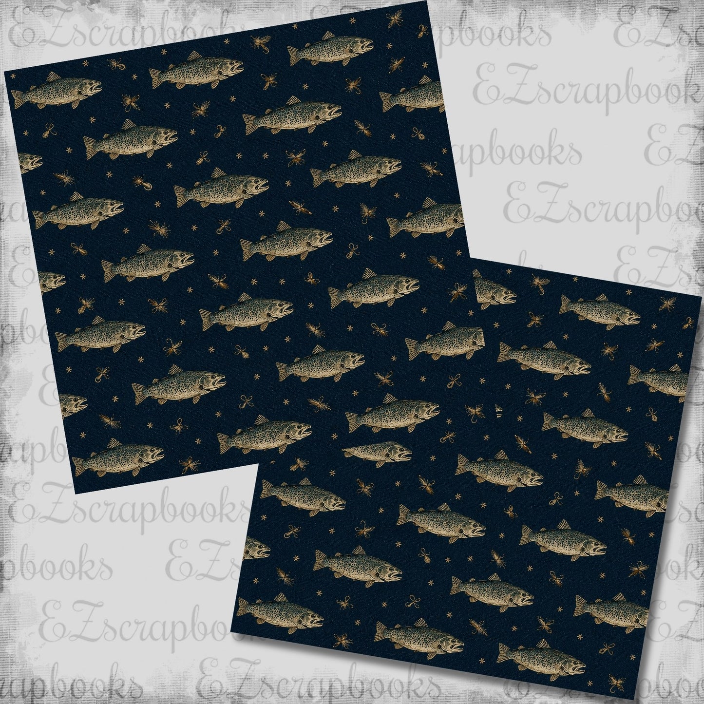 Fish Tales Blue - 12x12 Scrapbook Papers - 26-256