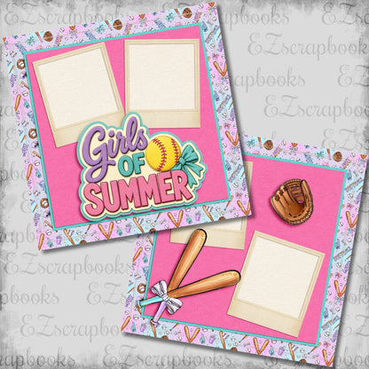 Girls of Summer - Softball Scrapbook Layout - 26-296