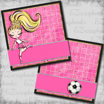 Soccer Girl Pink Blonde Hair NPM - Scrapbook Layout - 26-281