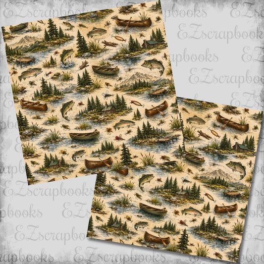 Fish Tales Pattern - 12x12 Scrapbook Papers - 26-257