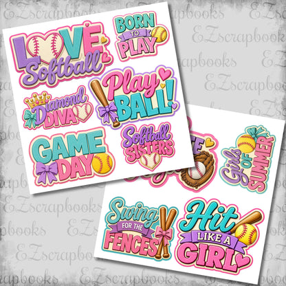 Softball Girl Titles - Clip Art Sheets CAS - 26-350