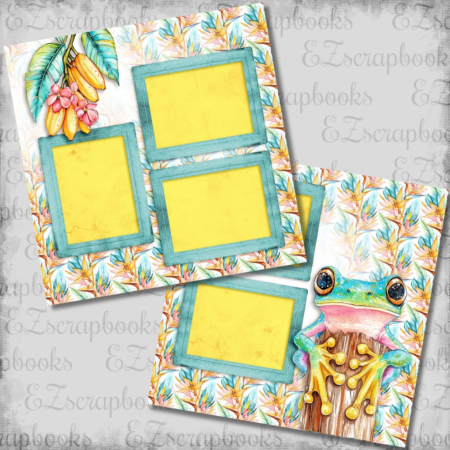 Bright Vacation Frog - Scrapbook Layout - 26-326