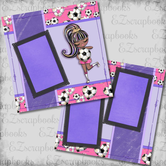 Soccer Girl Purple African American - Scrapbook Layout - 26-272