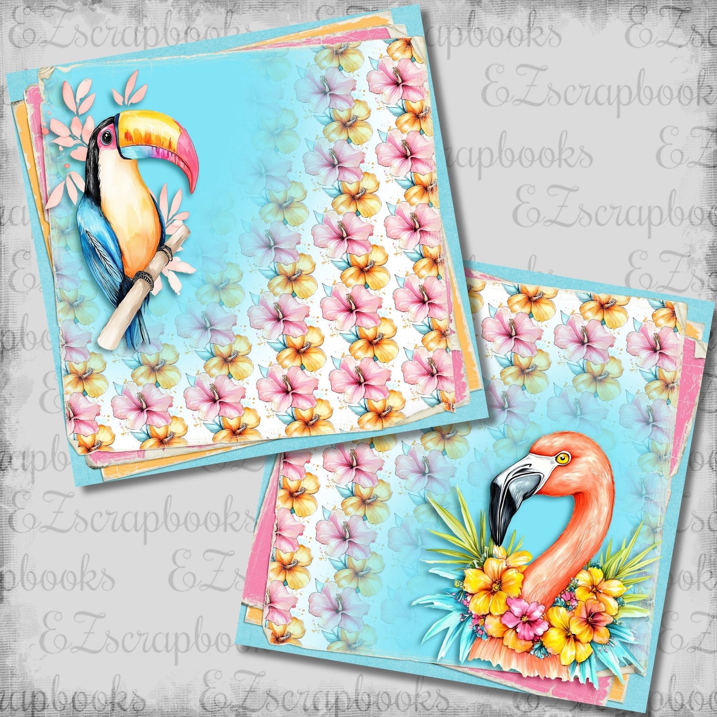 Bright Vacation Birds NPM - Scrapbook Layout - 26-331