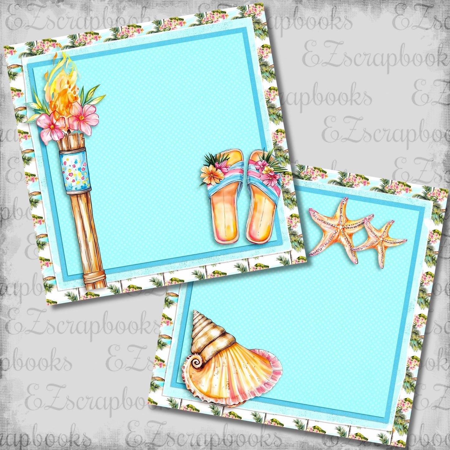 Bright Vacation Tiki Torch NPM - Scrapbook Layout - 26-329