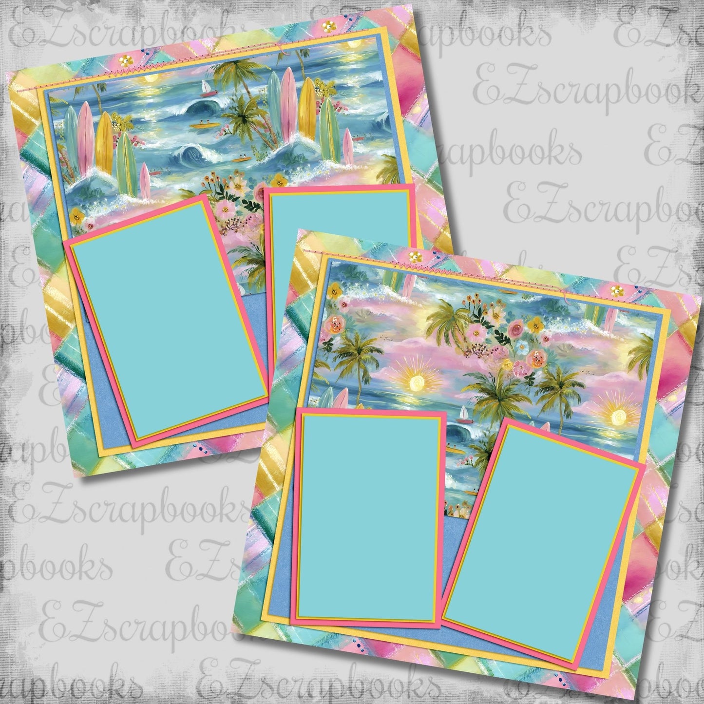 Beachy Pink B - Scrapbook Layout - 26-236