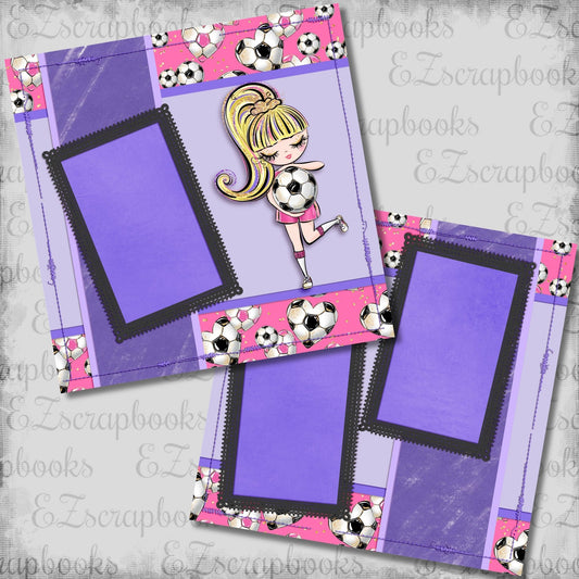 Soccer Girl Purple Blonde Hair - Scrapbook Layout - 26-274