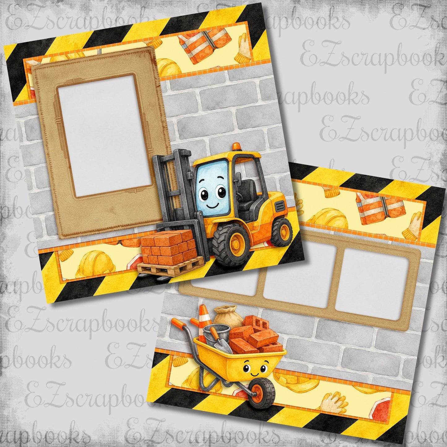 Construction Kid Forklift - Scrapbook Layout - 26-264