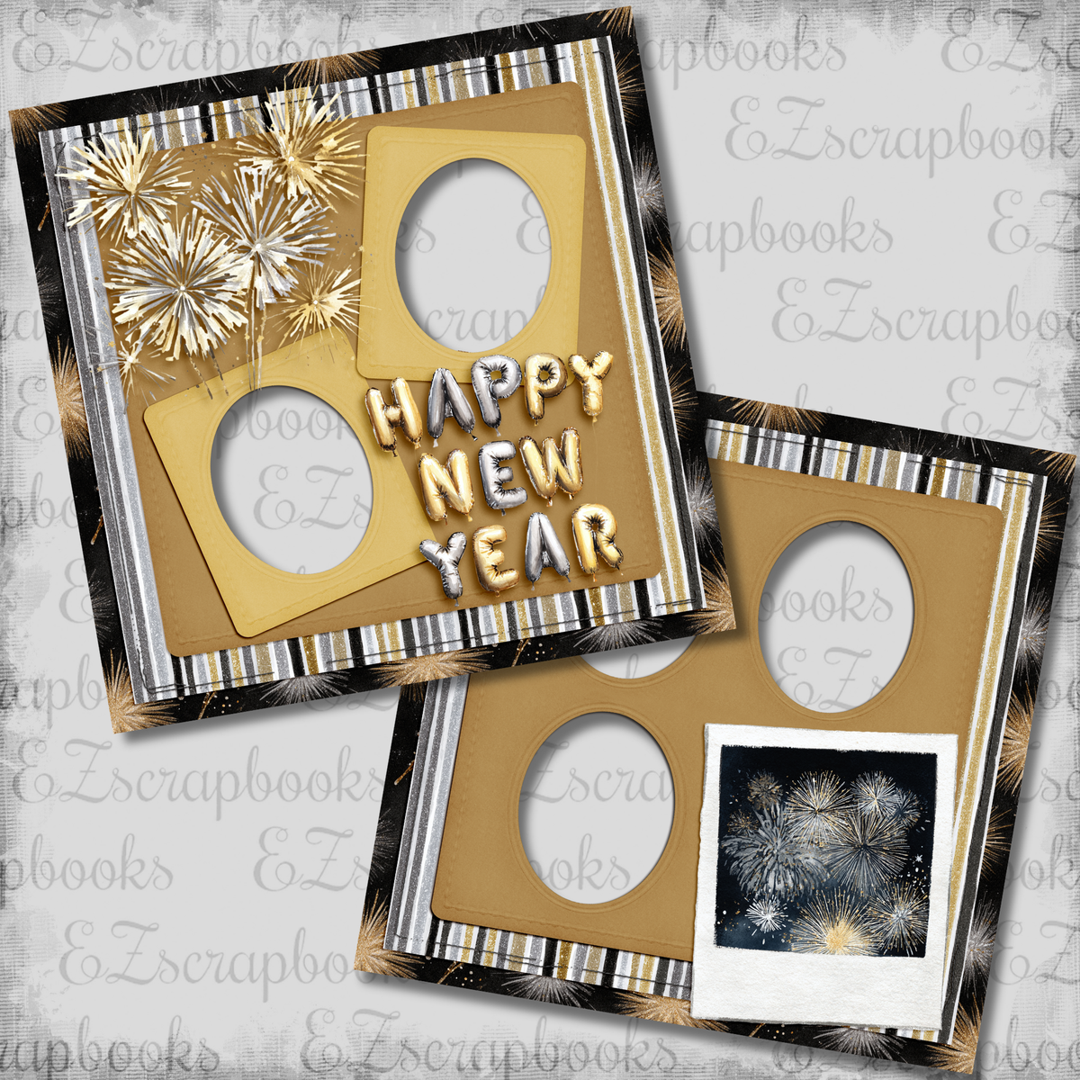 Happy New Year - EZ Digital Scrapbook Pages - INSTANT DOWNLOAD