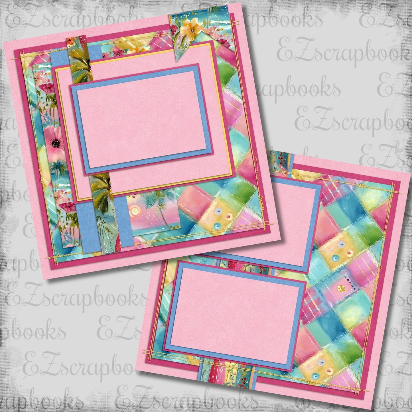 Beachy Pink A - Scrapbook Layout - 26-234