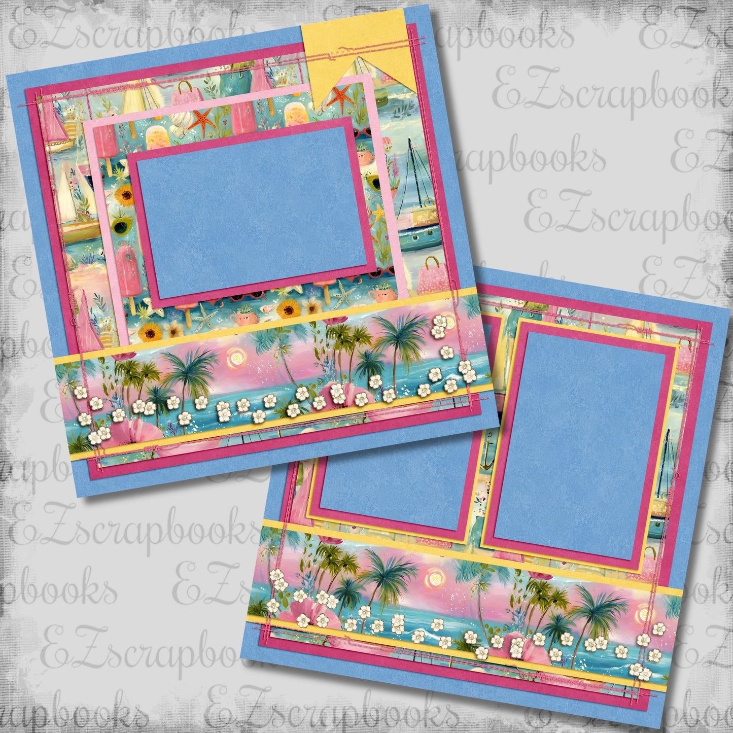 Beachy Pink C - Scrapbook Layout - 26-238