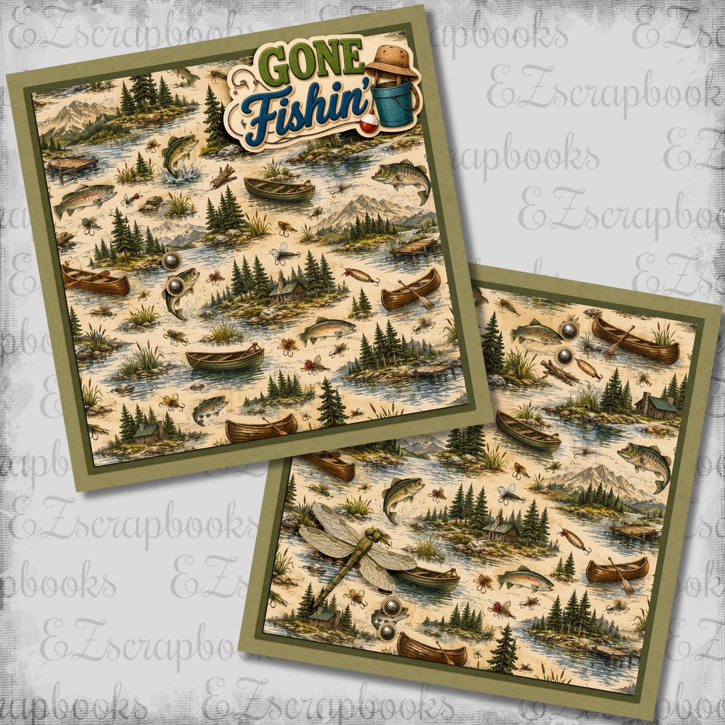 Gone Fishing NPM - Scrapbook Layout - 26-249