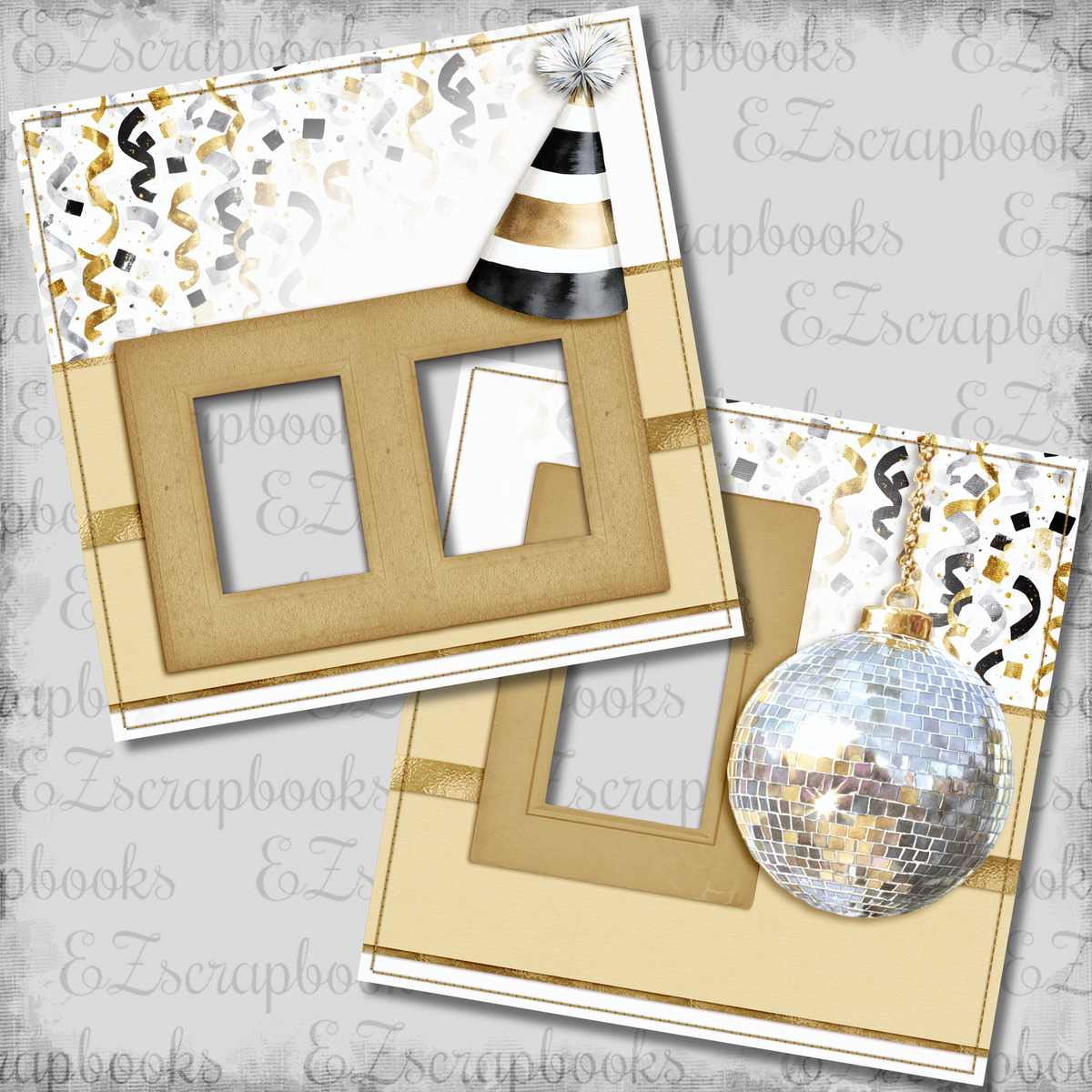 Confetti Hat & Ball - EZ Digital Scrapbook Pages - INSTANT DOWNLOAD