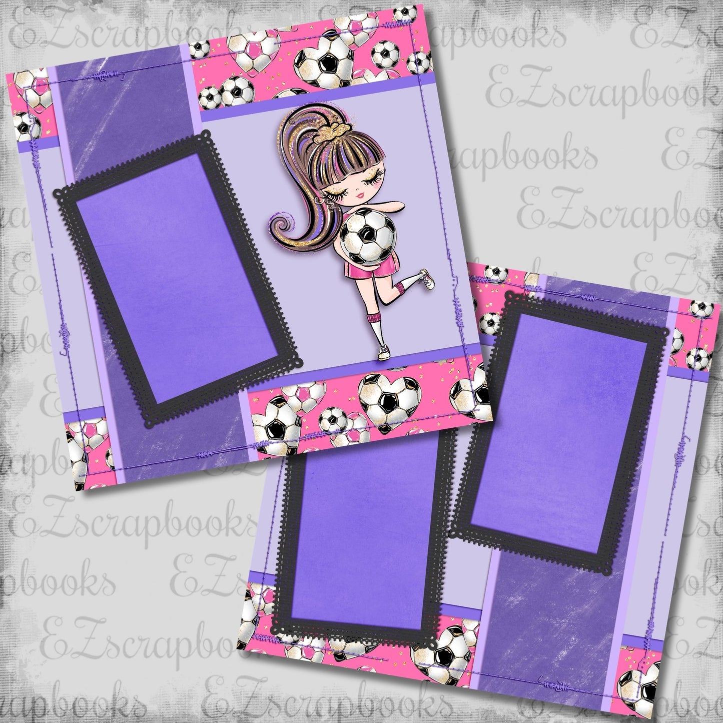 Soccer Girl Purple - Scrapbook Layout - 26-270