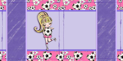 Soccer Girl Purple Blonde Hair NPM - Scrapbook Layout - 26-275