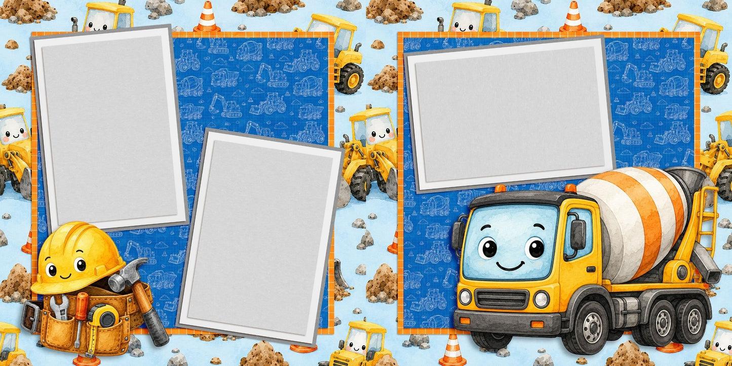 Construction Kid Cement Truck - Scrapbook Layout - 26-266
