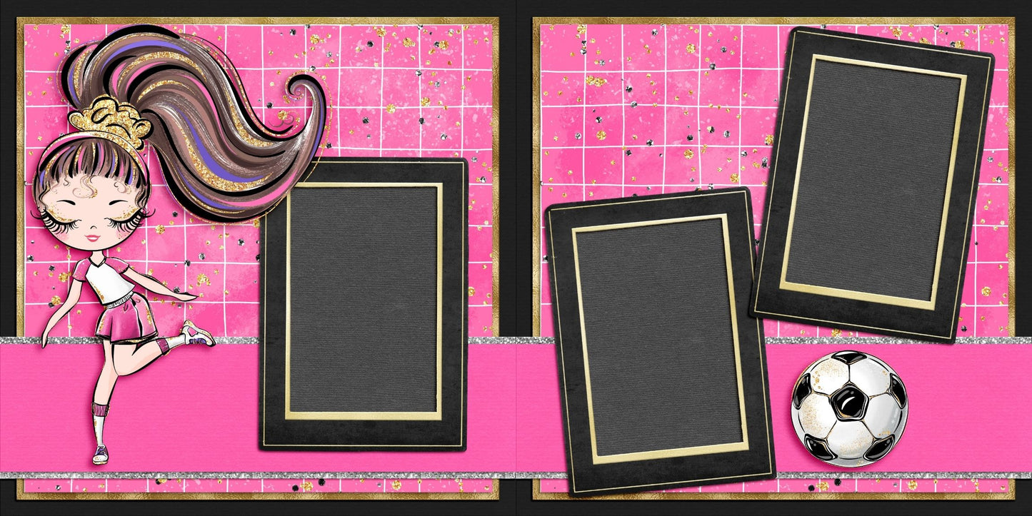Soccer Girl Pink - Scrapbook Layout - 26-276