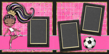 Soccer Girl Pink African American - Scrapbook Layout - 26-278