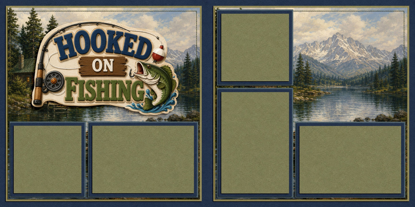 Hooked on Fishing - Scrapbook Layout - 26-254