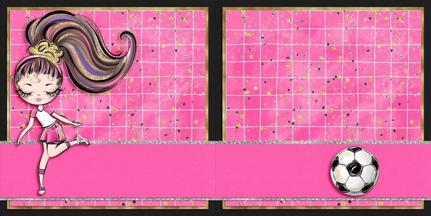 Soccer Girl Pink NPM - Scrapbook Layout - 26-277