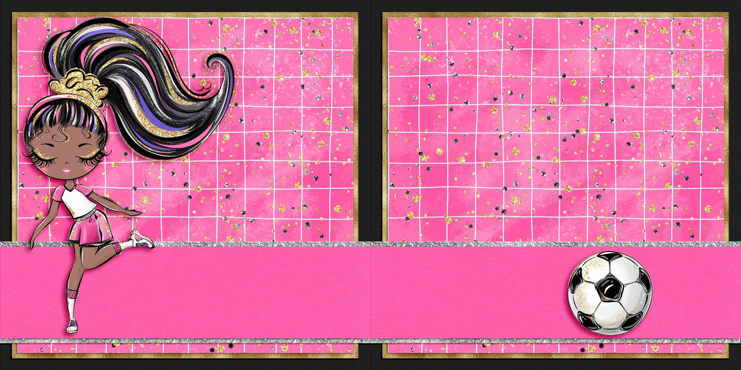 Soccer Girl Pink African American NPM - Scrapbook Layout - 26-279