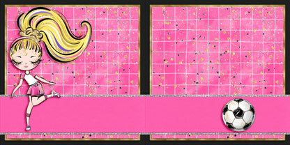 Soccer Girl Pink Blonde Hair NPM - Scrapbook Layout - 26-281
