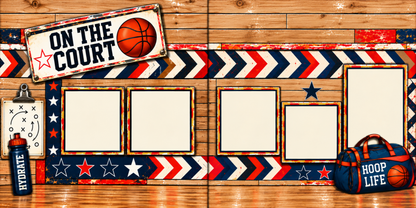 Basketball Play Hard - Set of 5 Double Page Layouts - 26-1056
