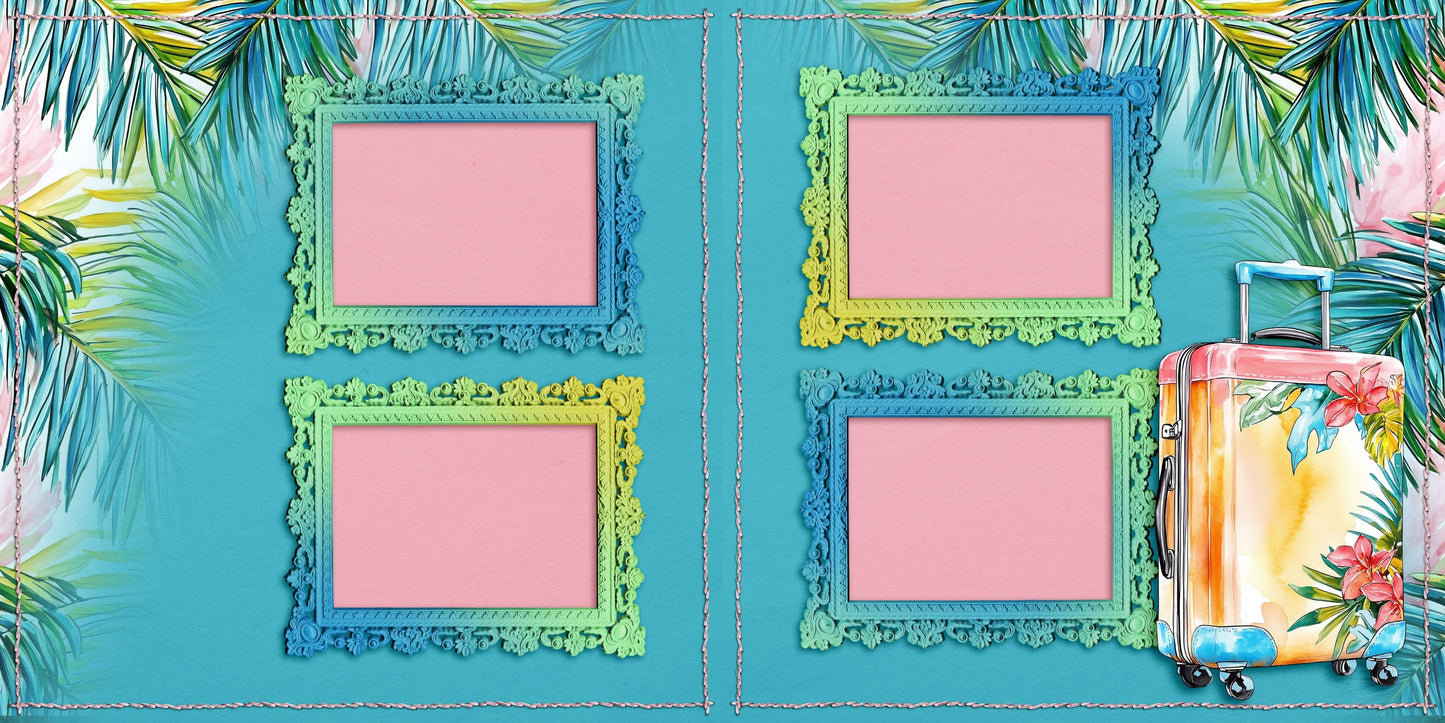 Bright Vacation Luggage - Scrapbook Layout - 26-332
