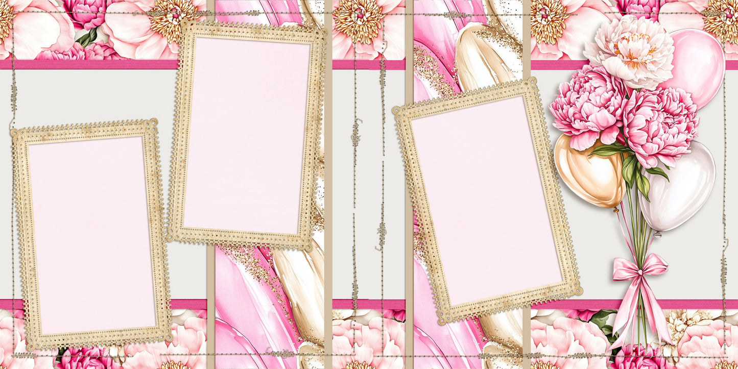 Birthday Queen Balloons - Scrapbook Layout - 26-182