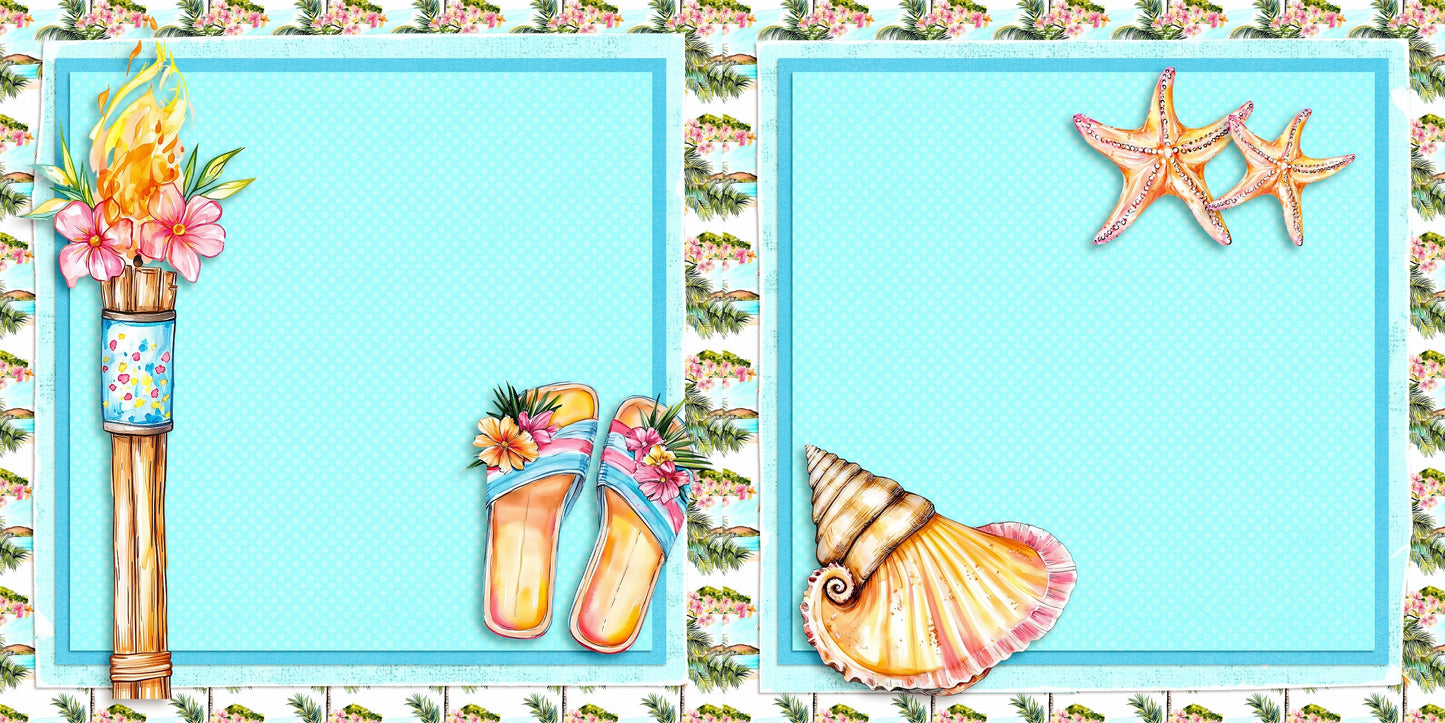 Bright Vacation Tiki Torch NPM - Scrapbook Layout - 26-329