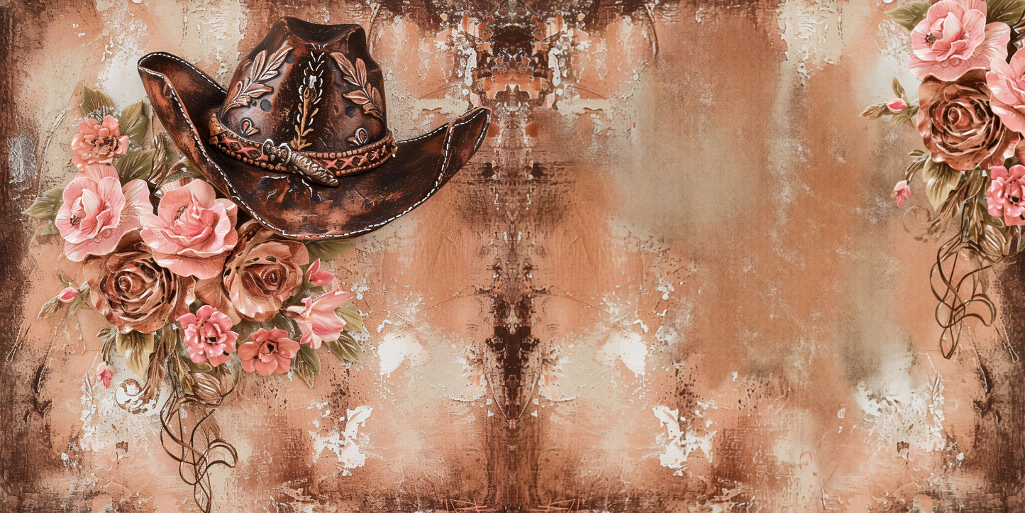 Blush Leather Cowgirl NPM - Set of 5 Double Page Scrapbook Layouts - 26-1029