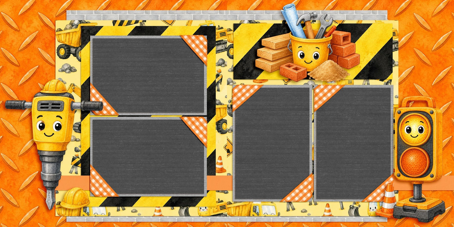 Construction Kid Jackhammer - Scrapbook Layout - 26-260