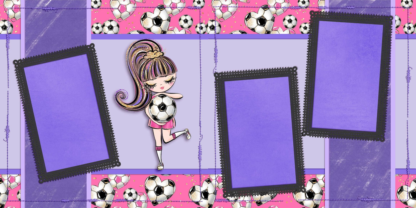 Soccer Girl Purple - Scrapbook Layout - 26-270