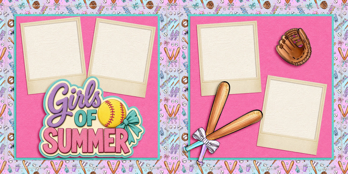 Girls of Summer - Softball Scrapbook Layout - 26-296