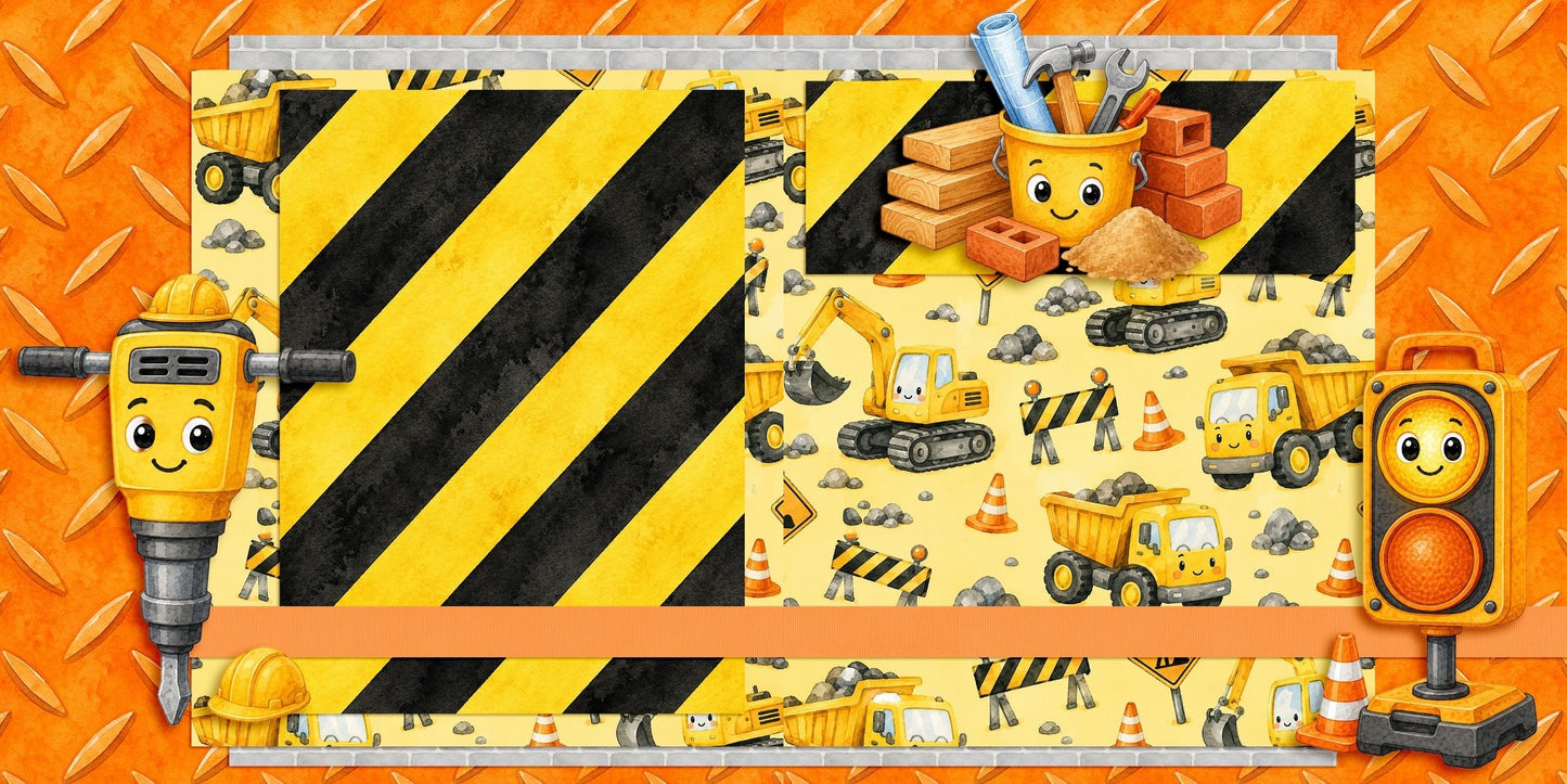 Construction Kid Jackhammer NPM - Scrapbook Layout - 26-261