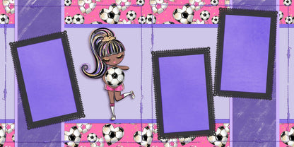 Soccer Girl Purple African American - Scrapbook Layout - 26-272