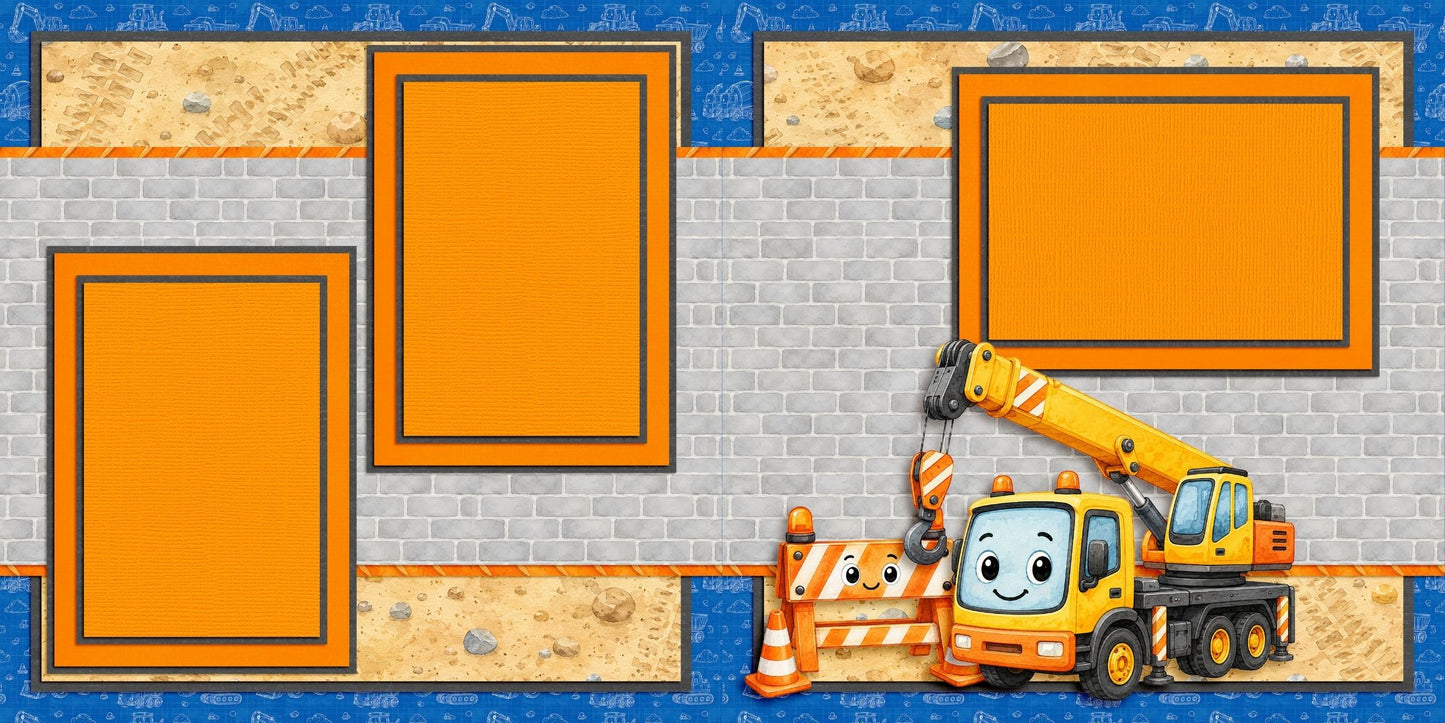Construction Kid Crane - Scrapbook Layout - 26-262