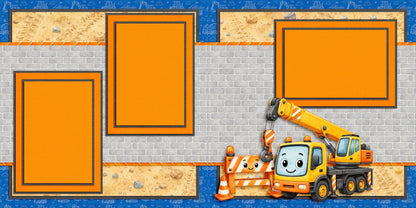 Construction Kid Crane - Scrapbook Layout - 26-262