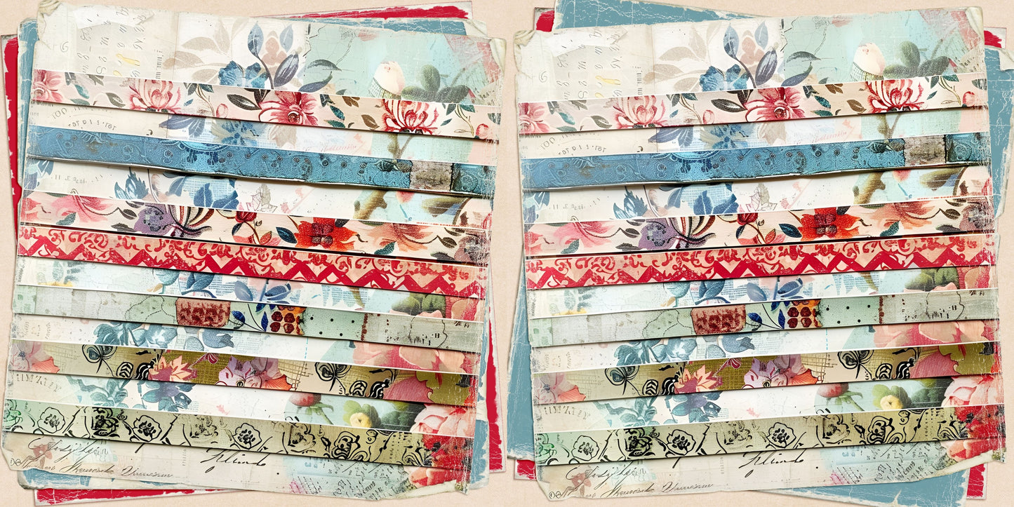 Spring Washi Strips NPM - Set of 5 Double Page Scrapbook Layouts - 26-1032