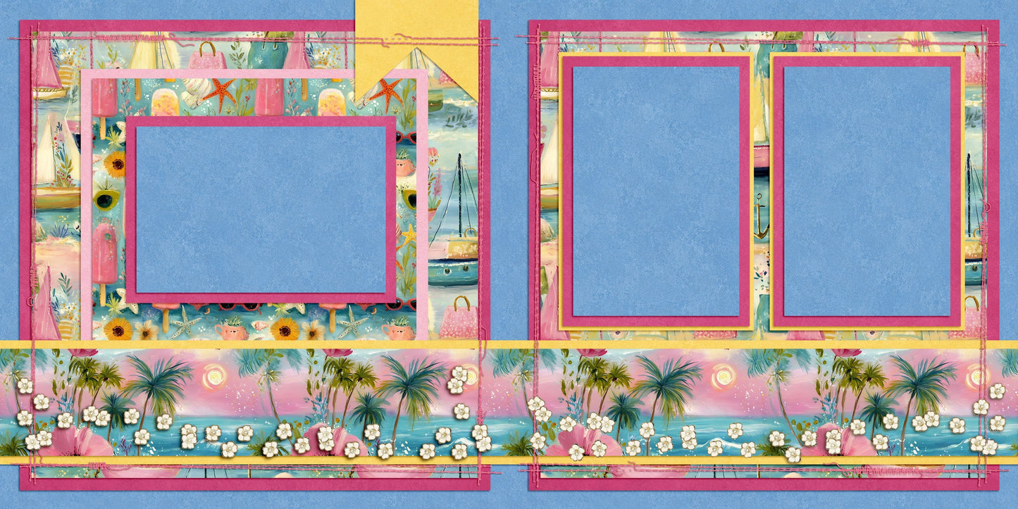 Beachy Pink C - Scrapbook Layout - 26-238