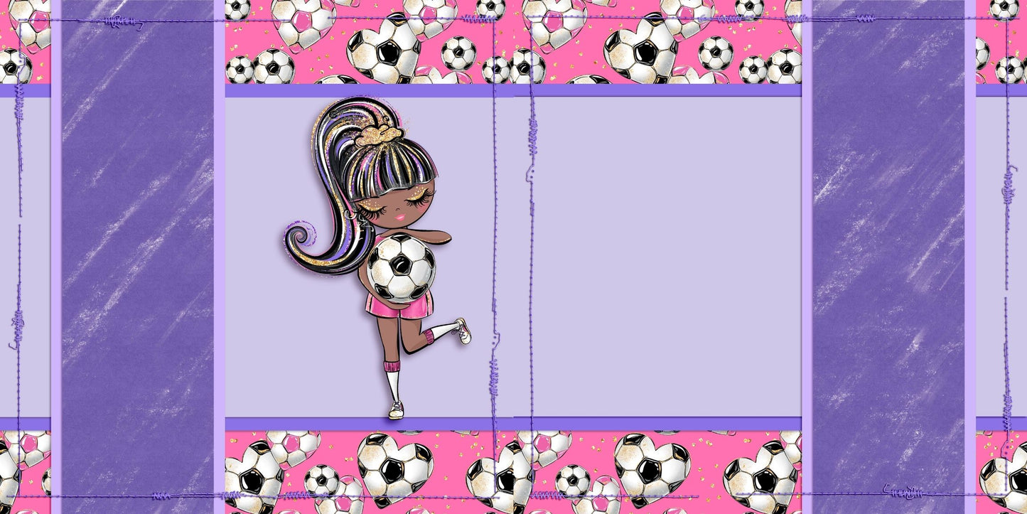 Soccer Girl Purple African American NPM - Scrapbook Layout - 26-273