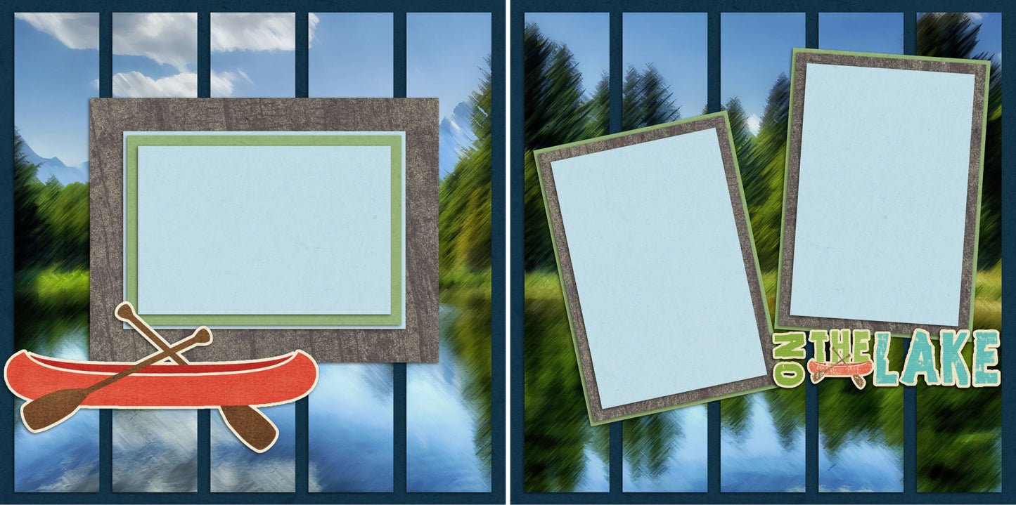 At the Lake - Set of 5 Double Page Scrapbook Layouts - 1160