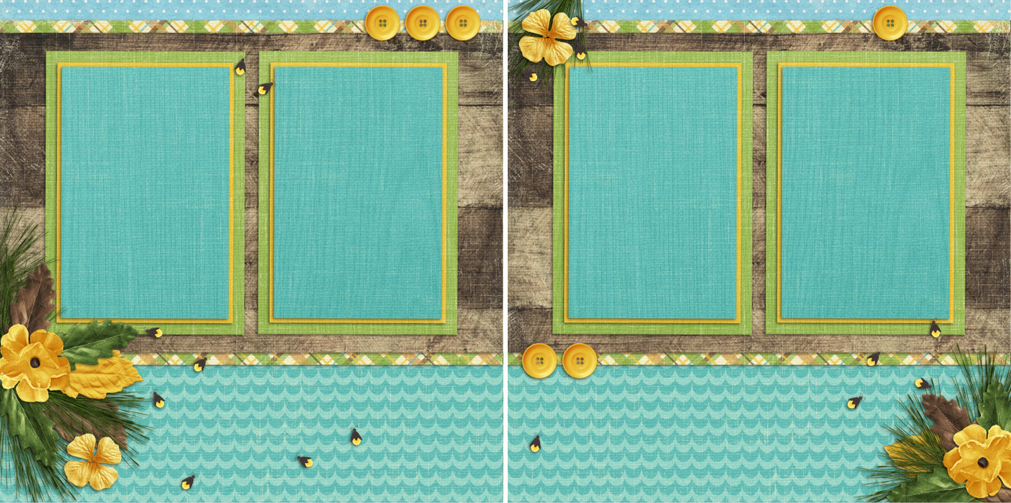 At the Lake - Set of 5 Double Page Scrapbook Layouts - 1160
