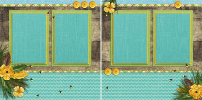 At the Lake - Set of 5 Double Page Scrapbook Layouts - 1160