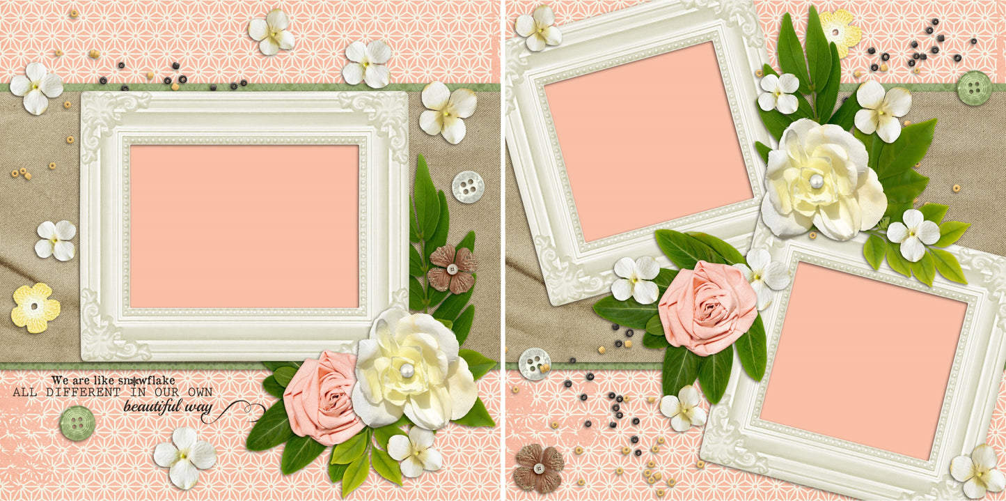 Pretty in Pink - Set of 5 Double Page Scrapbook Layouts - 1164